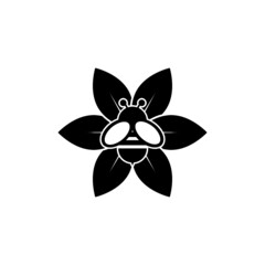 Simple illustration of bee on flower icon for web isolated on white background