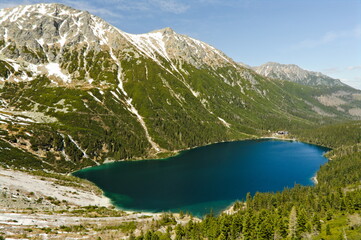 Poland Sea Tatra Mountains. View of (Morskie Oko). Holiday goal.