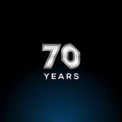 70 Years Anniversary White Number Vector Design