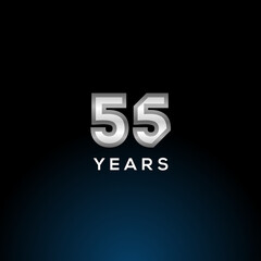 55 Years Anniversary White Number Vector Design