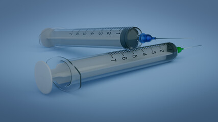 Rendu 3d de deux seringue vide