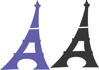 eiffel tower, silhouette, isolated object on white background, vector illustration,