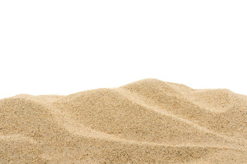 Fototapeta na wymiar A pile of dry beach sand. Sand dune isolated on white background