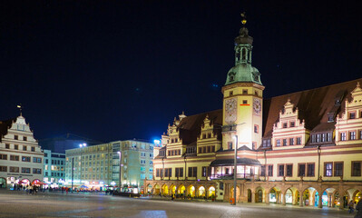 Fototapeta na wymiar Leipzig Markt und altes Rathaus