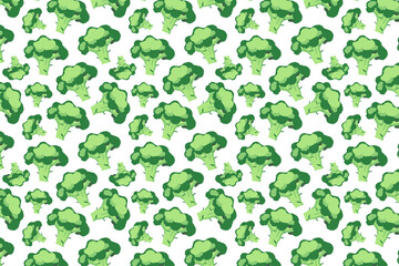 Fototapeta premium Broccoli pattern. Bright green food pattern on white