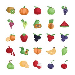 Set of fruit and vegetable icons