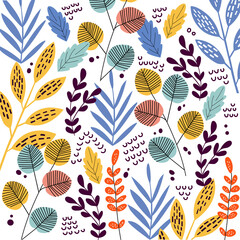 Seamless exotic pattern with tropical plants. Vector hand draw background.	
