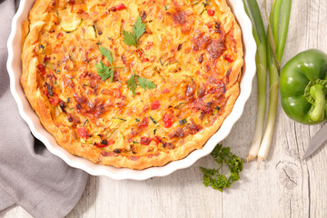 cooked vegetarian quiche- top view