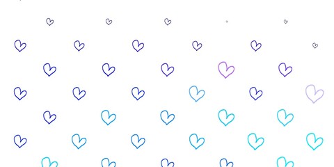 Light Pink, Blue vector pattern with colorful hearts.
