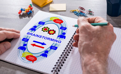 Brainstorming concept on a notepad