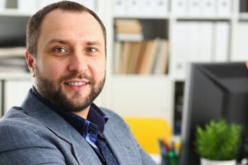 Fototapeta premium Portrait of handsome man that working in office