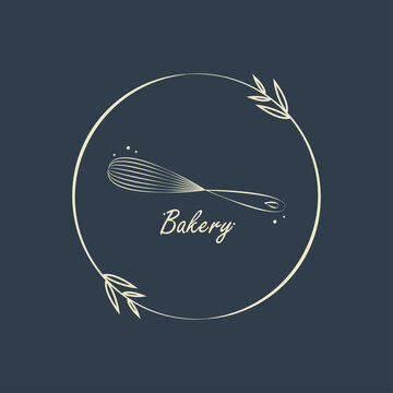 Bakery logo design. Bakery sign vector. Whisk logo design.