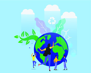 Fototapeta premium Environmentally friendly the world. Vector illustration of ecology