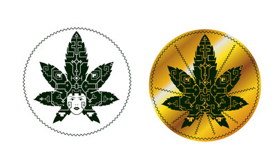 Medical marijuana product label and logo graphic template. Cannabis organic hemp. Green farm. Easy editable for Your design