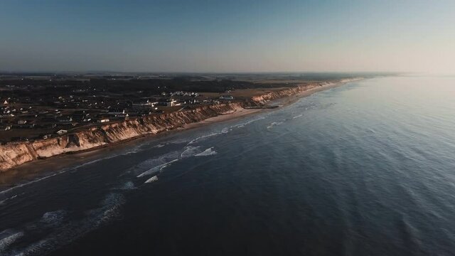 Beautiful Drone Shot Overlooking the Beach and Denmark's Coast