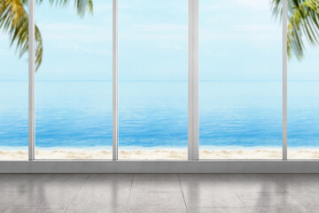 Empty room with beach and ocean view