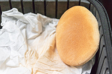 Puff for makeup compact powder.