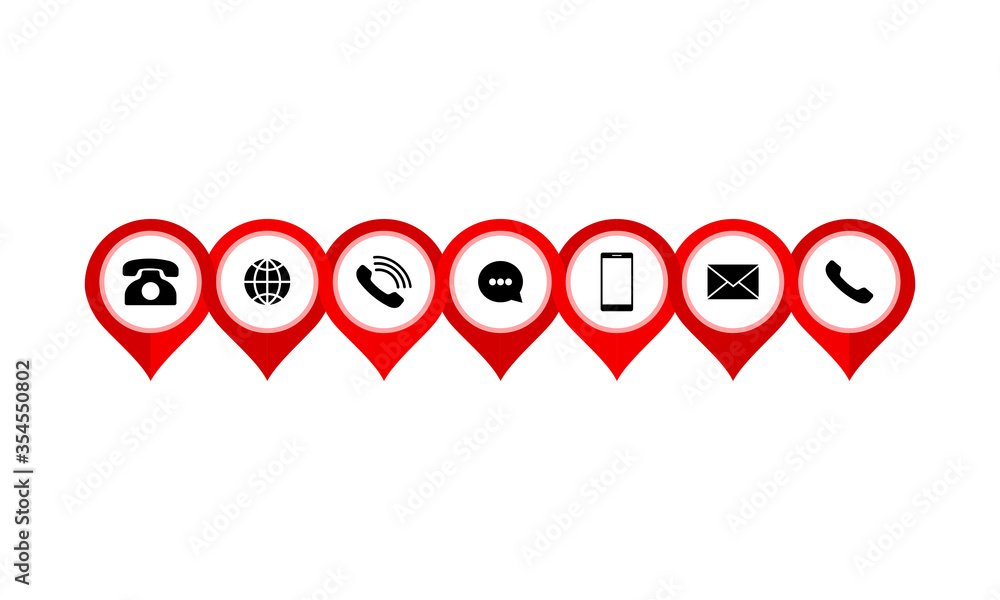 Poster set of communication icons set modern button . phone, mobile phone, mail on isolated background for 