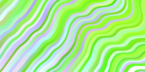 Light Pink, Green vector background with curved lines.
