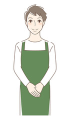 手を揃えて立つ正面向きの男性