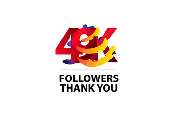 49K, 49.000 Followers Thank you logo Sign Ribbon Gold space Red and Blue, Yellow number vector illustration for social media, internet - vector