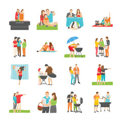 Picnic People Flat Icons 