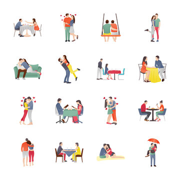 Dating Couples Icons Set