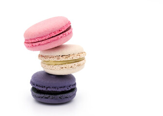 colorful macaroons isolated on white background