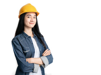 Woman of engineering on isolated white background