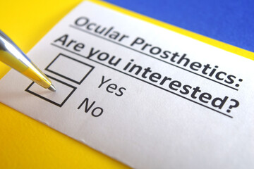 Obraz premium One person is answering question about ocular prosthetics.