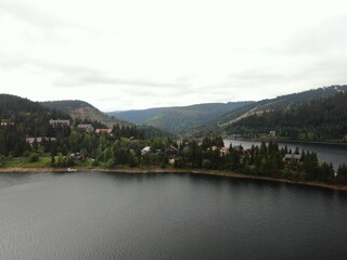 Aerial photos of lake Belis, a very beautiful place, with beautiful scenery and people can relax and breath the fresh air