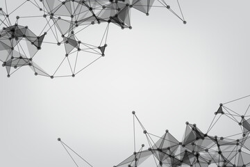 Geometric graphic background molecule and communication. Minimalism chaotic illustration. Concept of the science, chemistry, biology, medicine. Background Technology connecting dots and line.