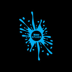 water splash blue color circle template on black  background vector