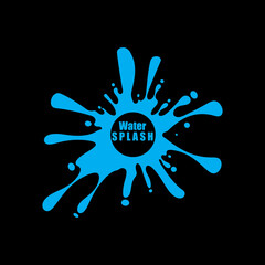 water splash blue color circle template on black  background vector