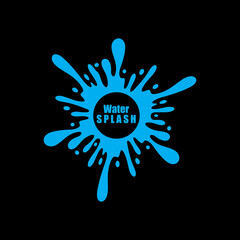 water splash blue color circle template on black  background vector