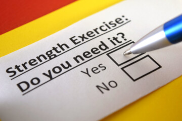Fototapeta premium One person is answering question about strength exercise.