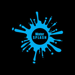 water splash blue color circle template on black  background vector