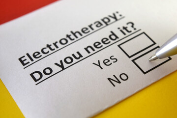 Fototapeta premium One person is answering question about electrotherapy.