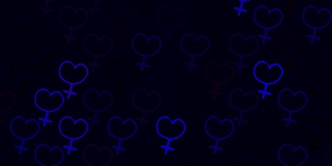 Light Blue, Red vector texture with women's rights symbols.