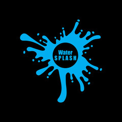 water splash blue color circle template on black  background vector