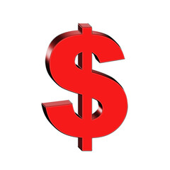 Fototapeta premium Red 3d Dollar Sign.Illustration. Isolated on White Background