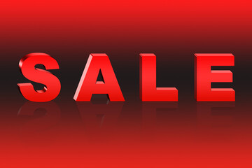 Inscription "sale" on a red background.3d image.