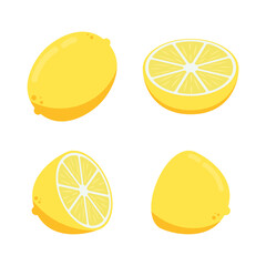 Half lemon citrus fruit isolated on white background. lemon vector.