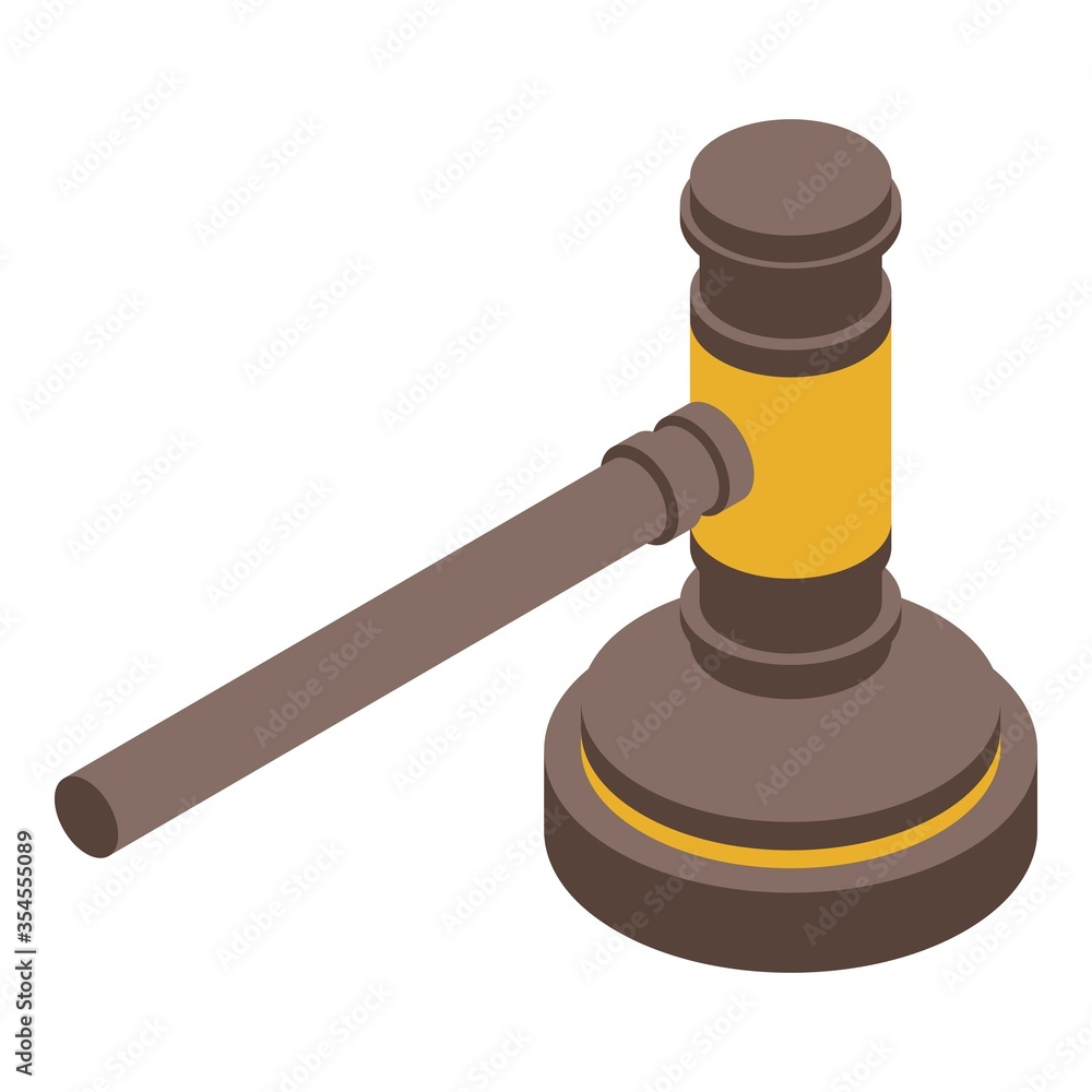 Poster judge gavel icon. isometric of judge gavel vector icon for web design isolated on white background