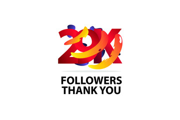 29K, 29.000 Followers Thank you logo Sign Ribbon Gold space Red and Blue, Yellow number vector illustration for social media, internet - vector