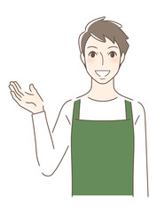 笑顔で手を差し出す正面向きの男性