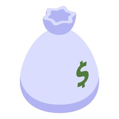 Money sack icon. Isometric of money sack vector icon for web design isolated on white background