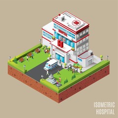 Isometric hospital building