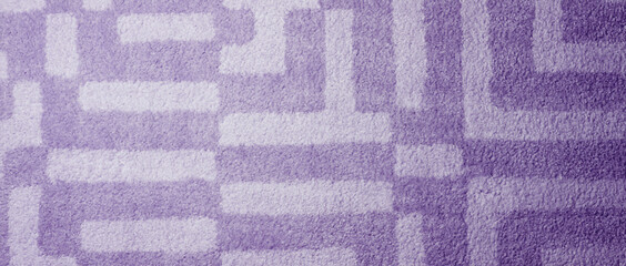 Soft purple carpet texture as background, top view. Banner design