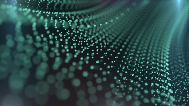 Abstract Strings Dots Particle Green Background